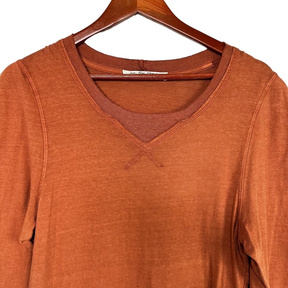 We the Free Clover Puff Shoulder Top Size XL Burnt Orange Mesa Curved Hem - Picture 5 of 13